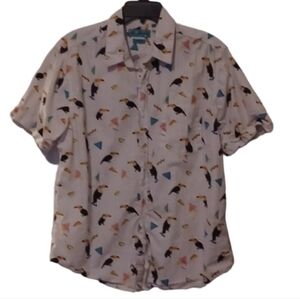 -- Men's Toucan Print Shirt - Multicolor